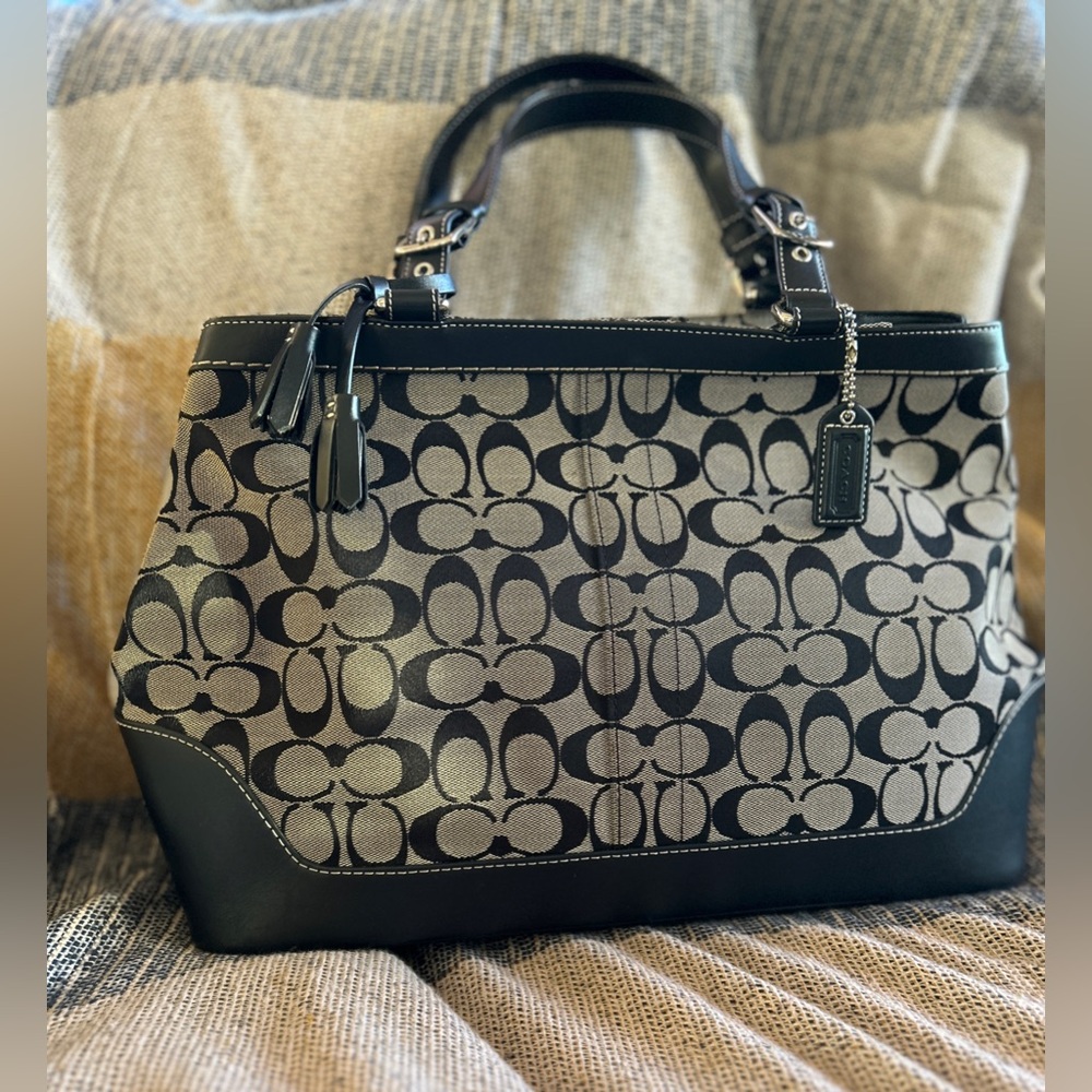 COACH Signature Jacquard Satchel Bag EUC